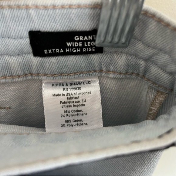 Veronica Beard Grant Wide Leg Jeans Braided High Waist Size 31 Aspen Wash - Picture 9 of 16